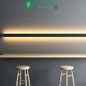 شلف آلومینیومی دیواری مدل T فانتونی (مشکی مات - با قابلیت نورپردازی)