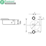 لولای خلاس P2O سری اکو با پایه چهار پیچ فانتونی A041