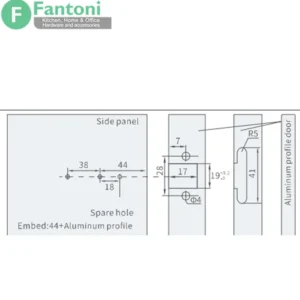 لولای پروفیل آلومینیومی سری پریمیوم با پایه های خطی 3D فانتونی A412