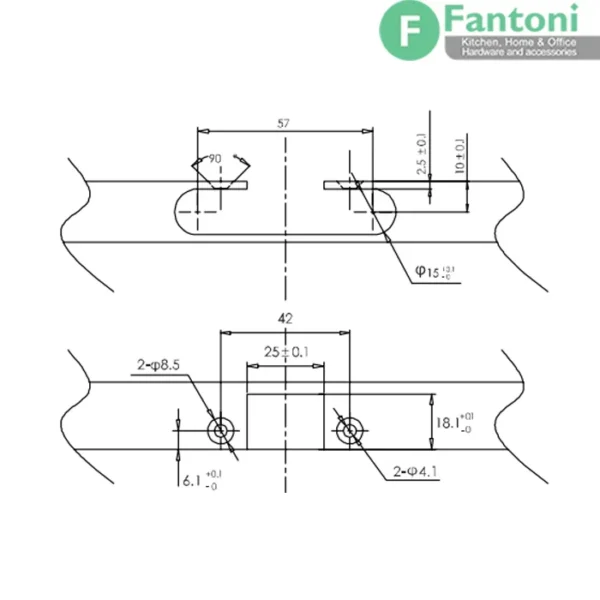 لولای پروفیل آلومینیومی سری X2 رنگ شامپاینی فانتونی A417