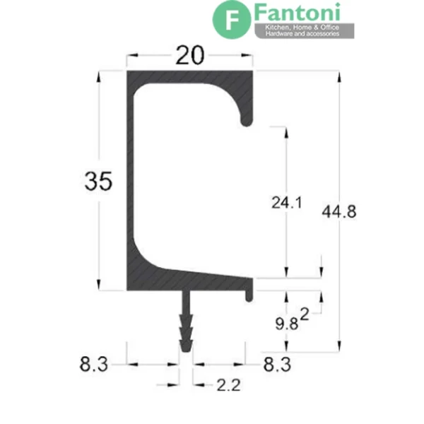 دستگیره پروفیلی G فرم فانتونی L052-L053-L057