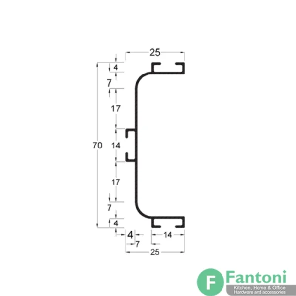 دستگیره پروفیلی U فرم زمینی فانتونی L082-L083-L087