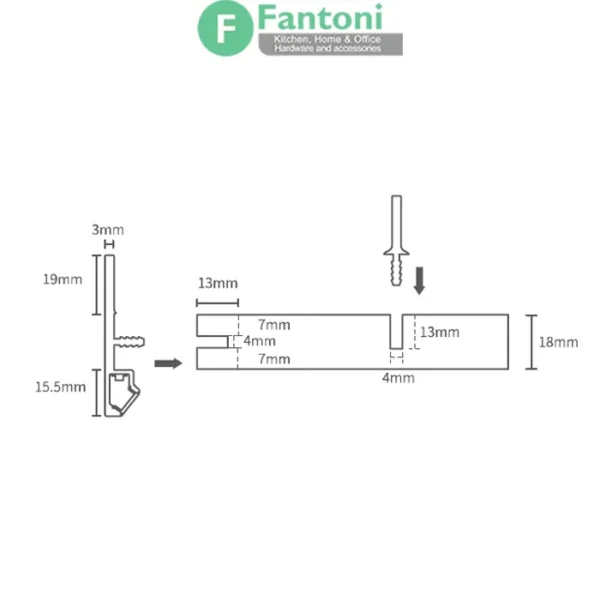 چراغ LED جهت جای کفش مدل نوا فانتونی N741,N742,N4743 چراغ LED کلیپسی لبه شیشه فانتونی مدل نوآ (Noa) سری N741-N743