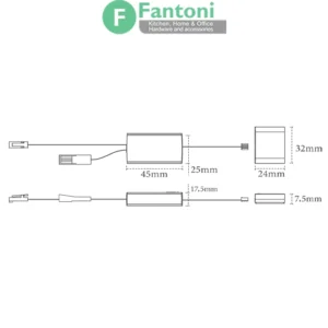 سنسور چشمی درب کابینت و کمد روکار دو درب حداکثر 48 وات فانتونی N807 سنسور چشمی روکار فانتونی مدل N807 (مخصوص دو درب، 48 وات)