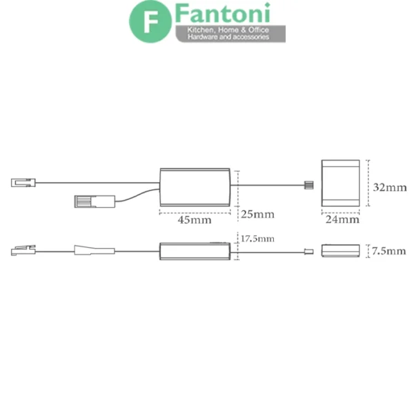 سنسور چشمی درب کابینت و کمد روکار دو درب حداکثر 48 وات فانتونی N807 سنسور چشمی روکار فانتونی مدل N807 (مخصوص دو درب، 48 وات)