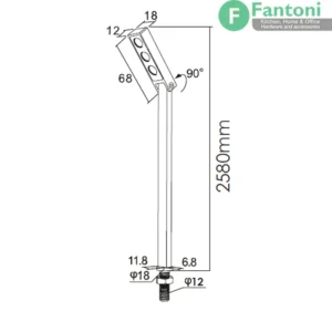 چراغ LED پایه دار ویترینی لایت ویو همراه با ترانس فانتونی N904 چراغ LED نمایشگاهی زاویهدار فانتونی مدل لایت ویو (Light View) کد N904