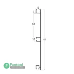 پاخور آلومینیومی پودری کابینت فانتونی ارتفاع ۱۰۰ میلی‌متر - طول ۶ متر