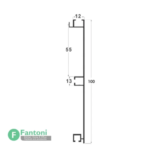 پاخور آلومینیومی پودری کابینت فانتونی ارتفاع ۱۰۰ میلی‌متر - طول ۶ متر